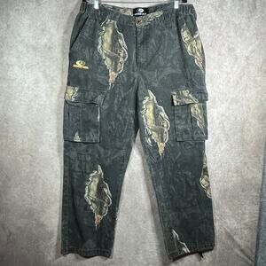 Mossy Oak Cargo Pants Men 36X38 Black Camouflage Hunting Outdoor Pockets Stretch